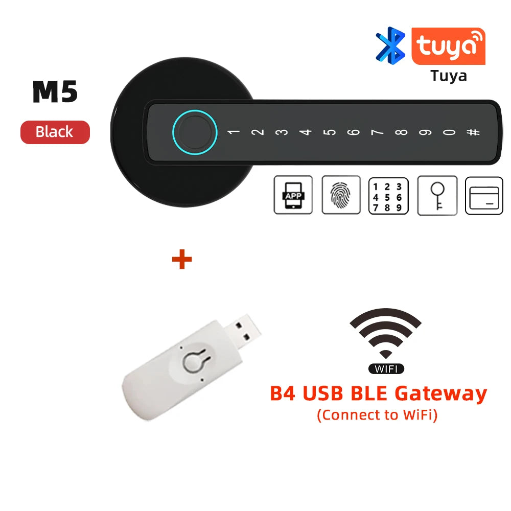 RAYKUBE M5 Tuya BLE Smart Fingerprint Door Lock Digital Electronic Lock with Password/Key/IC Card/ Smartlife/ Tuya APP Unlock - Check It
