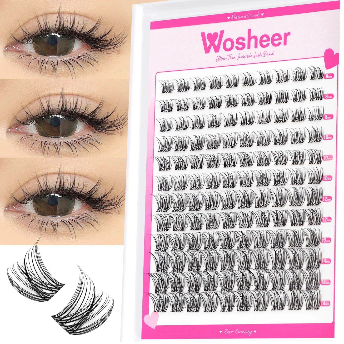 WOSHEER Fluffy Lash Clusters Kit 100D Thick Eyelash Clusters Wispy Individual Lashes 8-18mm Cluster Eyelash Extension - Check It