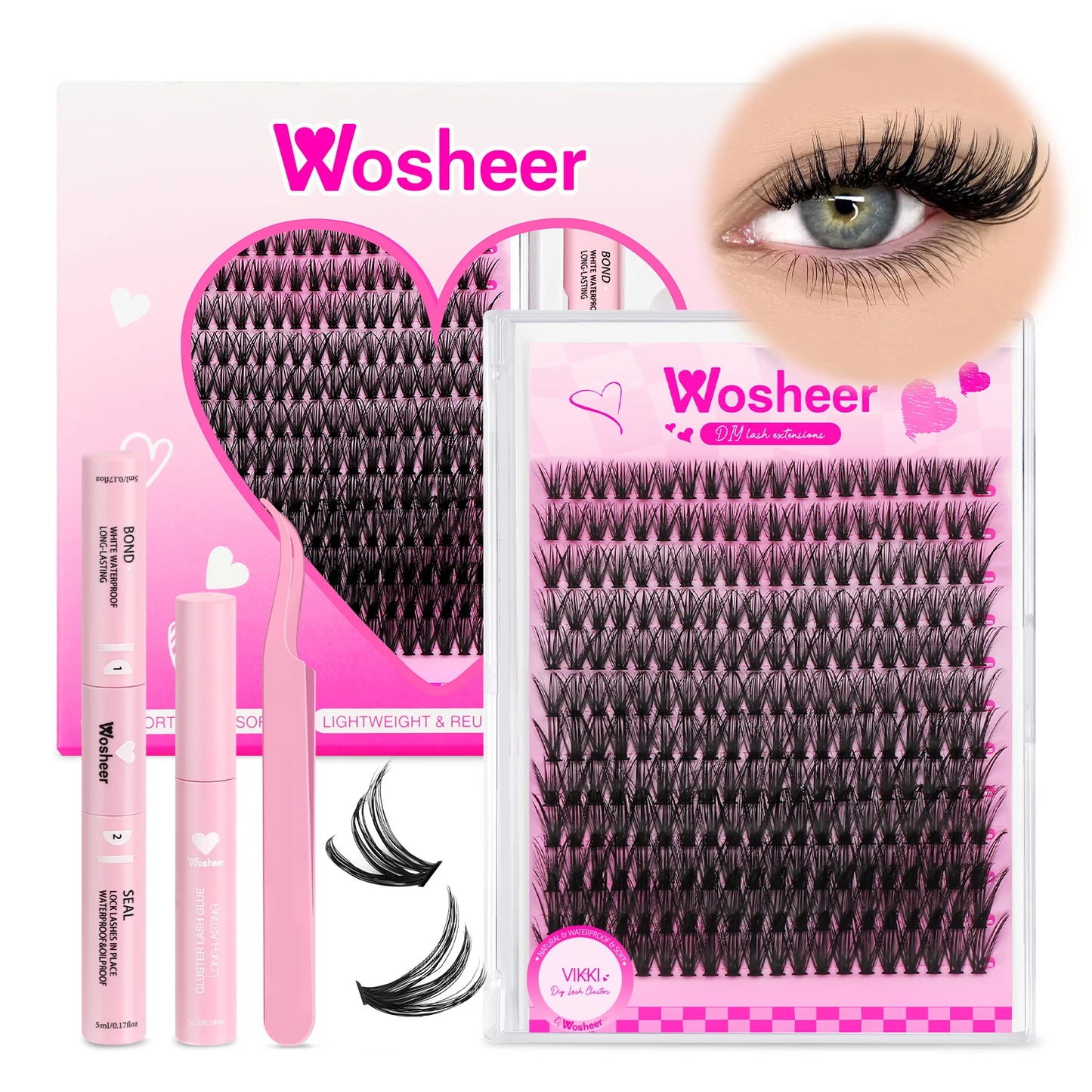 WOSHEER Fluffy Lash Clusters Kit 100D Thick Eyelash Clusters Wispy Individual Lashes 8-18mm Cluster Eyelash Extension - Check It