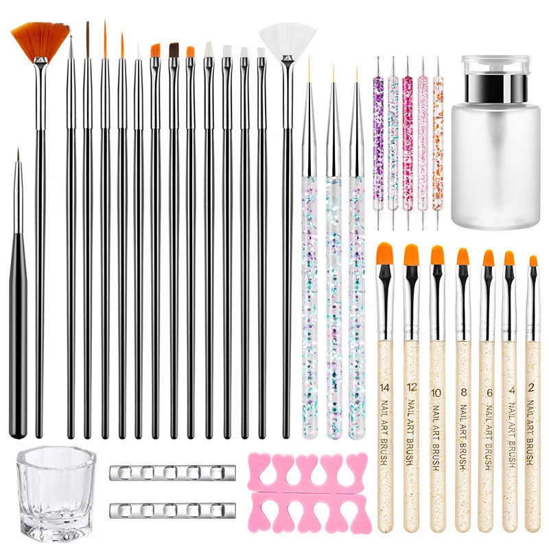 Nail Art Brush Set, Colourful Light Therapy Pen - Check It