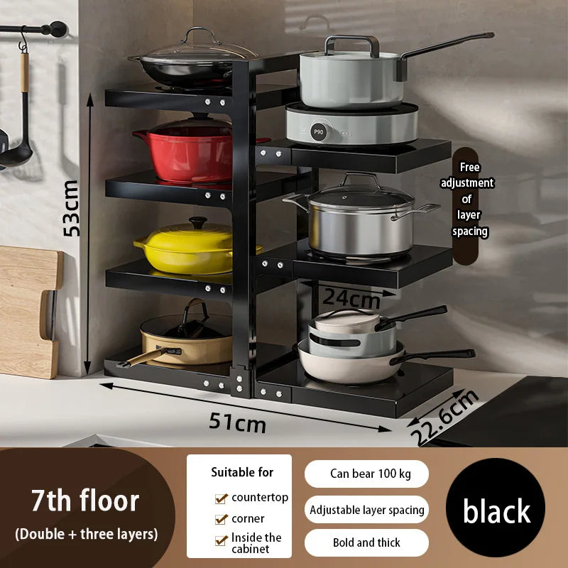 Multi-Layer Kitchen Pot Rack Adjustable Under Sink - Check It