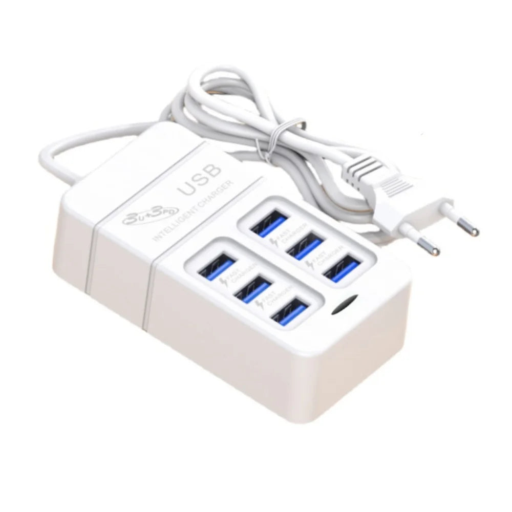 35W 6 Ports USB C Charger PD Quick Charger Station USB Hub Adapter for iPhone Samsung Xiaomi Phone EU US Wall Plug Power Strip - Check It
