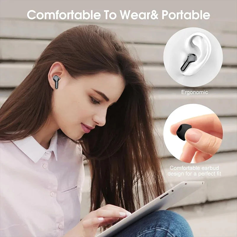 New Wireless Earbuds HiFi Stereo Headphones BT5.3 with ENC Noise Cancelling 48H LED Display Ear Buds IP7 Waterproof Earphones - Check It