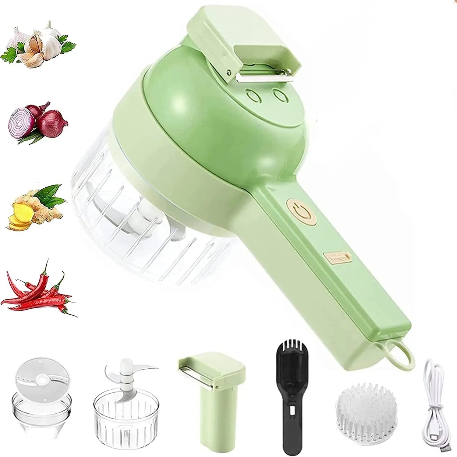 4 In 1 Vegetable Cutter- Multi-functional Handheld Electric Wireless Chopper - Check It