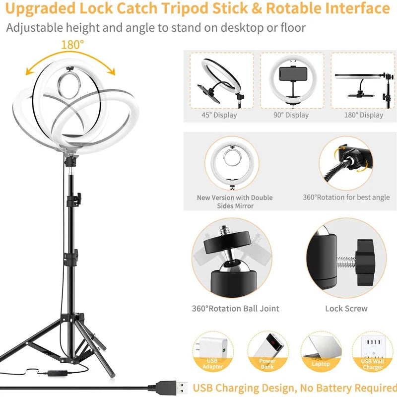10 Inch LED Ring Light Photographic Selfie Ring Lighting with Phone Holder - Check It