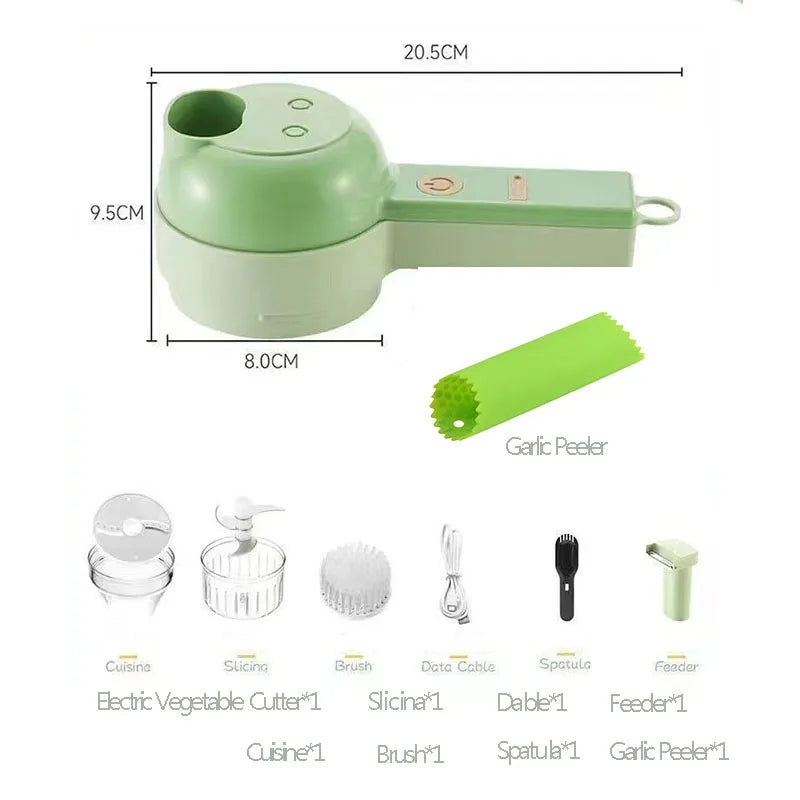 4 In 1 Vegetable Cutter- Multi-functional Handheld Electric Wireless Chopper - Check It