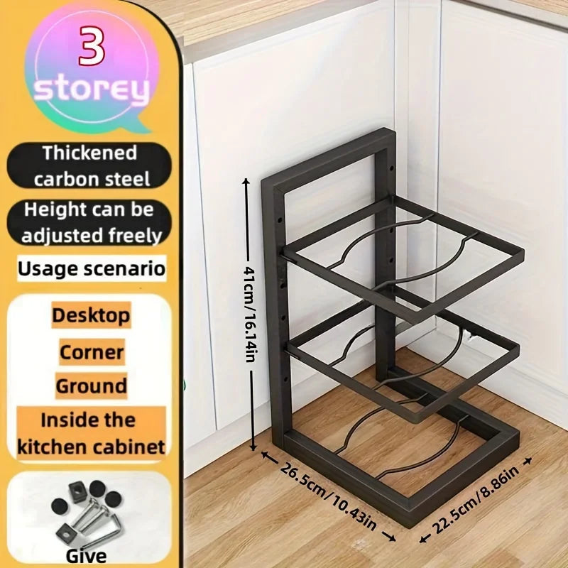 Adjustable Pot Rack Organiser- Kitchen Stainless Steel Pot Storage Rack - Check It