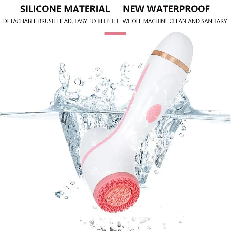 3 In 1 Electric Cleansing Brush Ultrasonic Facial Cleaner Face Massagers Sonic Rotating Cleansing Brush Face Deep Cleansing Tool - Check It