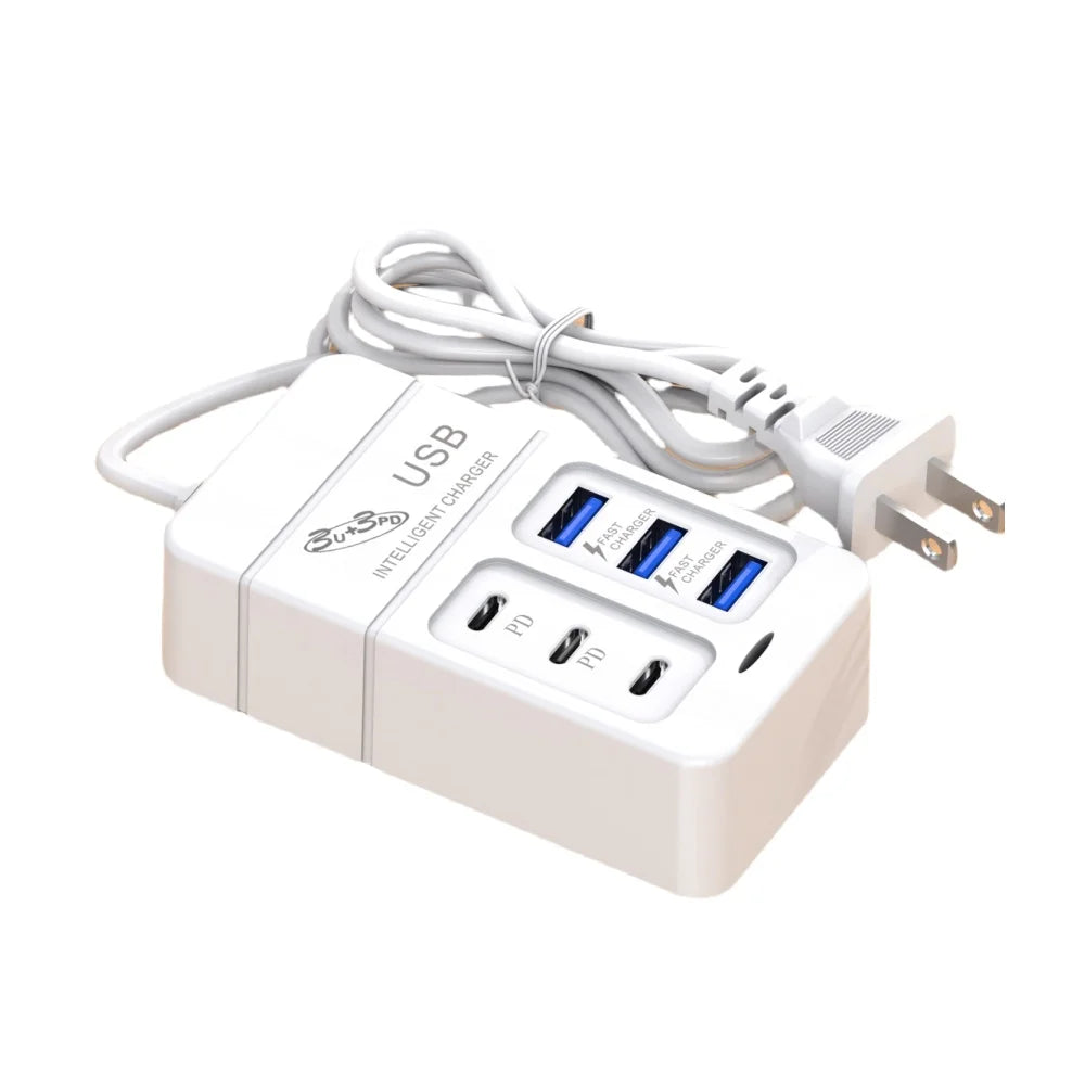 35W 6 Ports USB C Charger PD Quick Charger Station USB Hub Adapter for iPhone Samsung Xiaomi Phone EU US Wall Plug Power Strip - Check It
