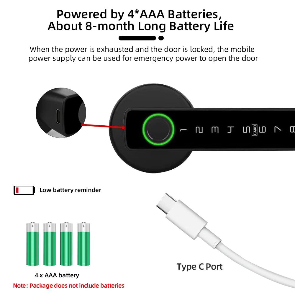 RAYKUBE M5 Tuya BLE Smart Fingerprint Door Lock Digital Electronic Lock with Password/Key/IC Card/ Smartlife/ Tuya APP Unlock - Check It