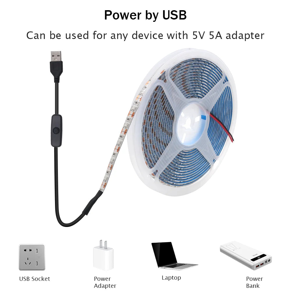 5V USB Led Strip Light SMD 2835 60Leds/m Flexible Ribbon Tape TV Background Lighting 1M 2M 3M 5M LED String Light Room Decor - Check It