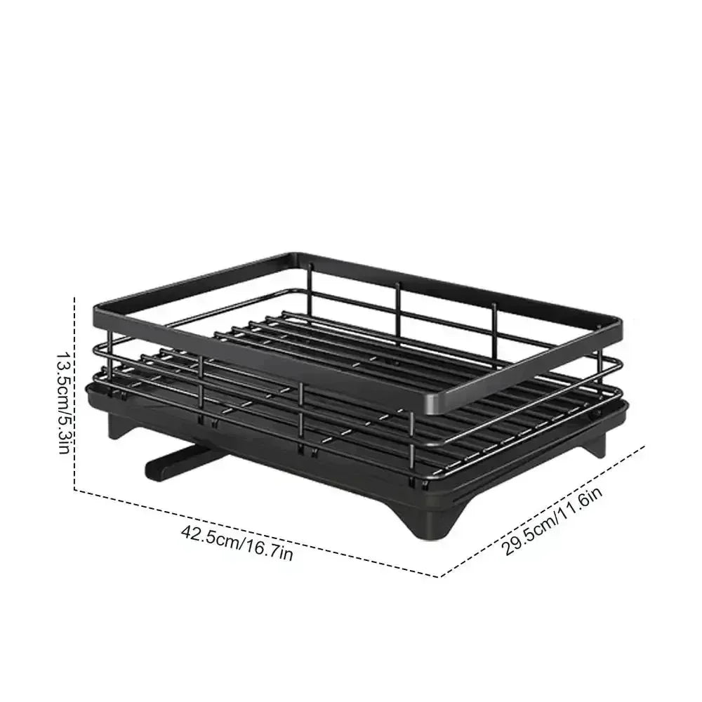 Adjustable Dish Drying Rack &amp; Drainboard Organiser for Kitchen Plates- Over Sink Counter-top- Cutlery Storage with Drain Rack - Check It