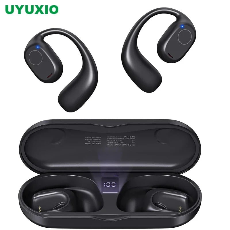 UYUXIO Open Ear Headphones Bluetooth 6.0 Wireless Sports Earbuds with Digital Display - Check It