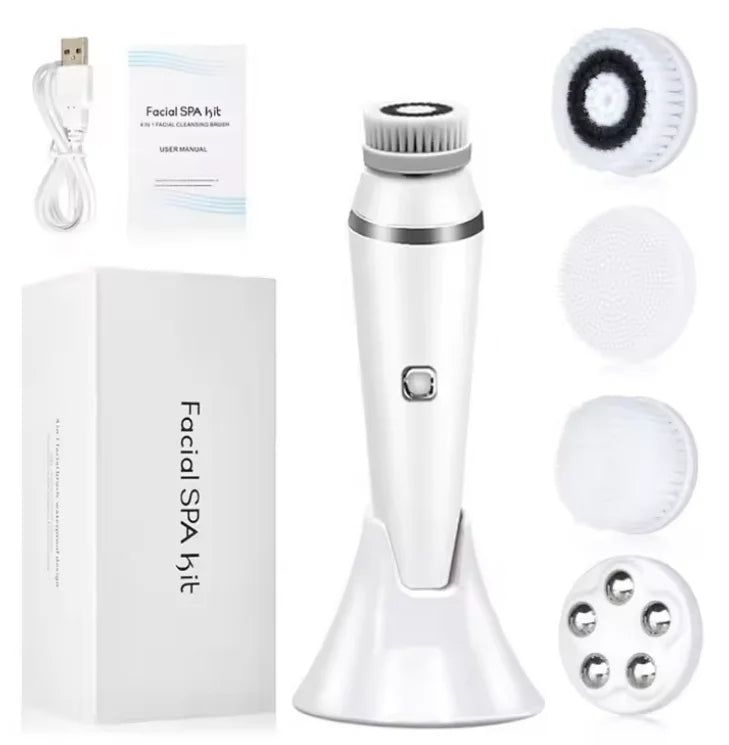 4 in 1 Electric Facial Cleansing Brush Sonic Waterproof Rotate Rechargeable Face Cleaning Device - Check It