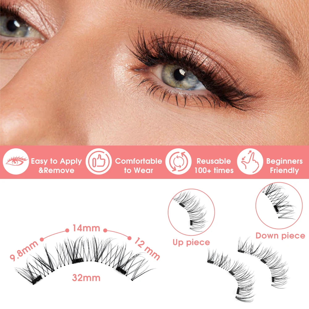 Reusable Magnetic Eyelashes Wispy with Applicator Natural No Glue or Eyeliner Look Like Lash Extension False Eyelashes Kit - Check It