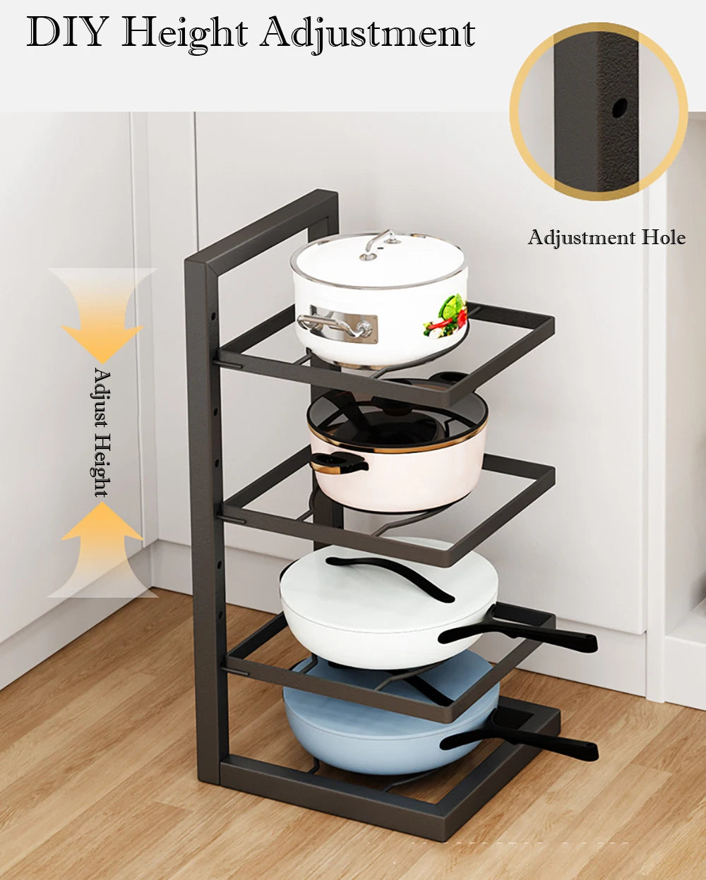 Adjustable Pot Rack Organiser- Kitchen Stainless Steel Pot Storage Rack - Check It