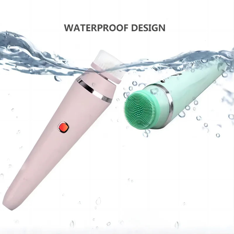 4 in 1 Electric Facial Cleansing Brush Sonic Waterproof Rotate Rechargeable Face Cleaning Device - Check It