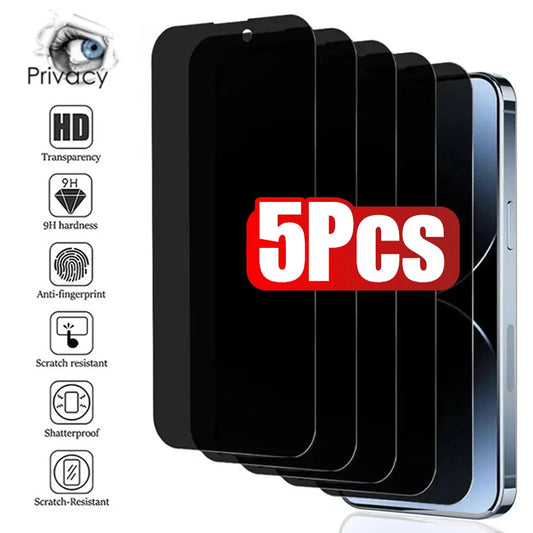 5 Pieces Full Cover Anti Spy Screen Protector for iPhone - Check It