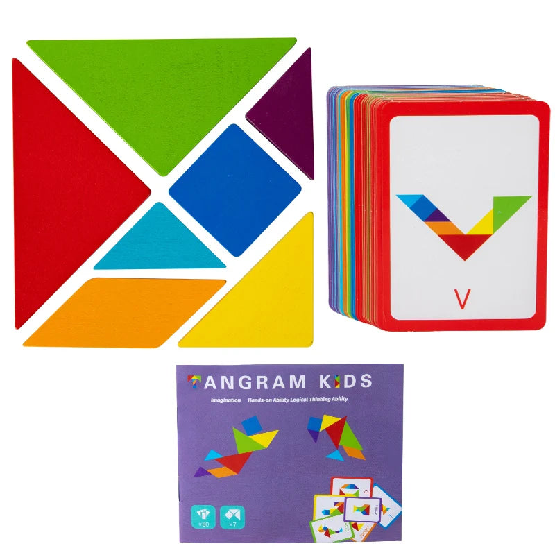 3D Wooden Tangram Jigsaw Puzzles Board Games For Kids - Check It