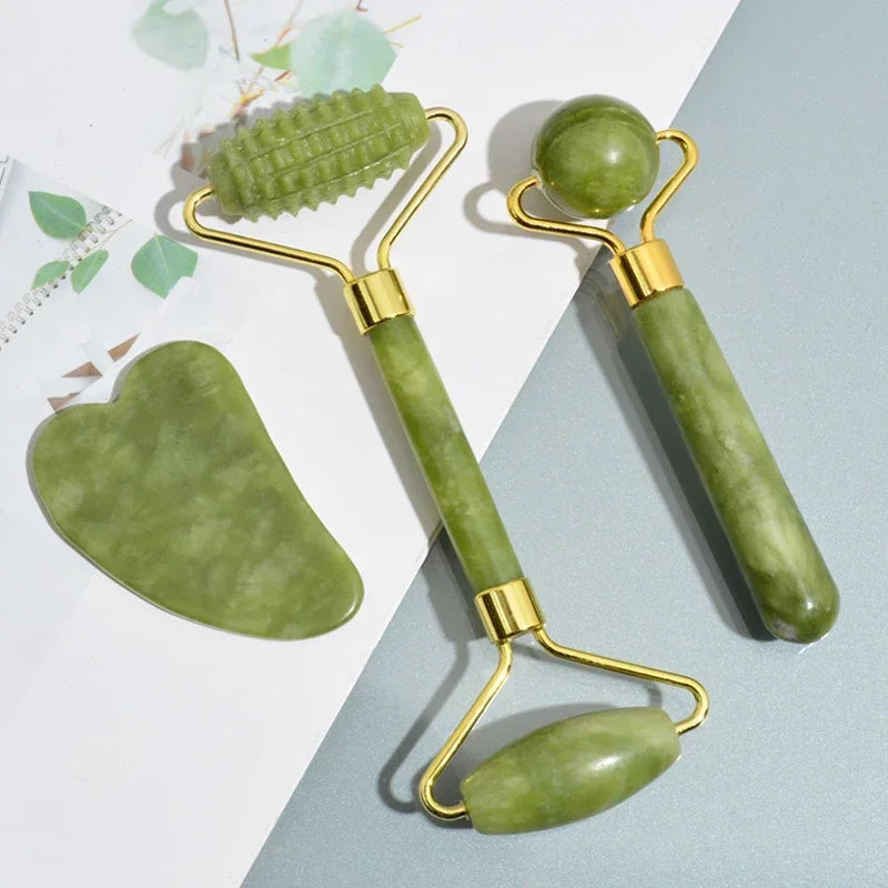Natural Jade Roller Face Gua Sha, Natural Stone, Body Neck Massager, Acupoint, Eye Care Spa Massage Tools Massage Visage Lifting - Check It
