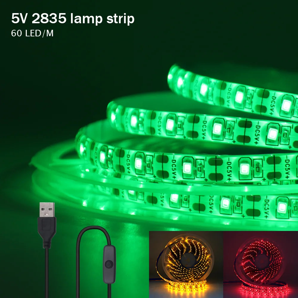 5V USB Led Strip Light SMD 2835 60Leds/m Flexible Ribbon Tape TV Background Lighting 1M 2M 3M 5M LED String Light Room Decor - Check It