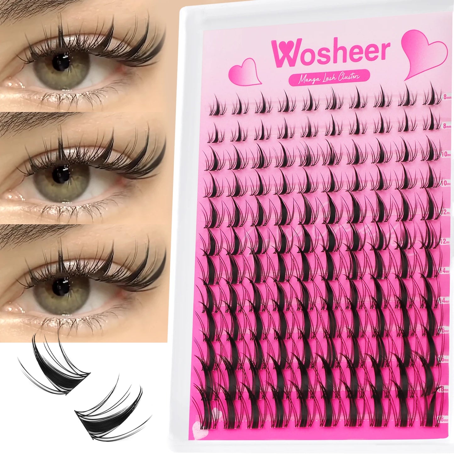 WOSHEER Fluffy Lash Clusters Kit 100D Thick Eyelash Clusters Wispy Individual Lashes 8-18mm Cluster Eyelash Extension - Check It
