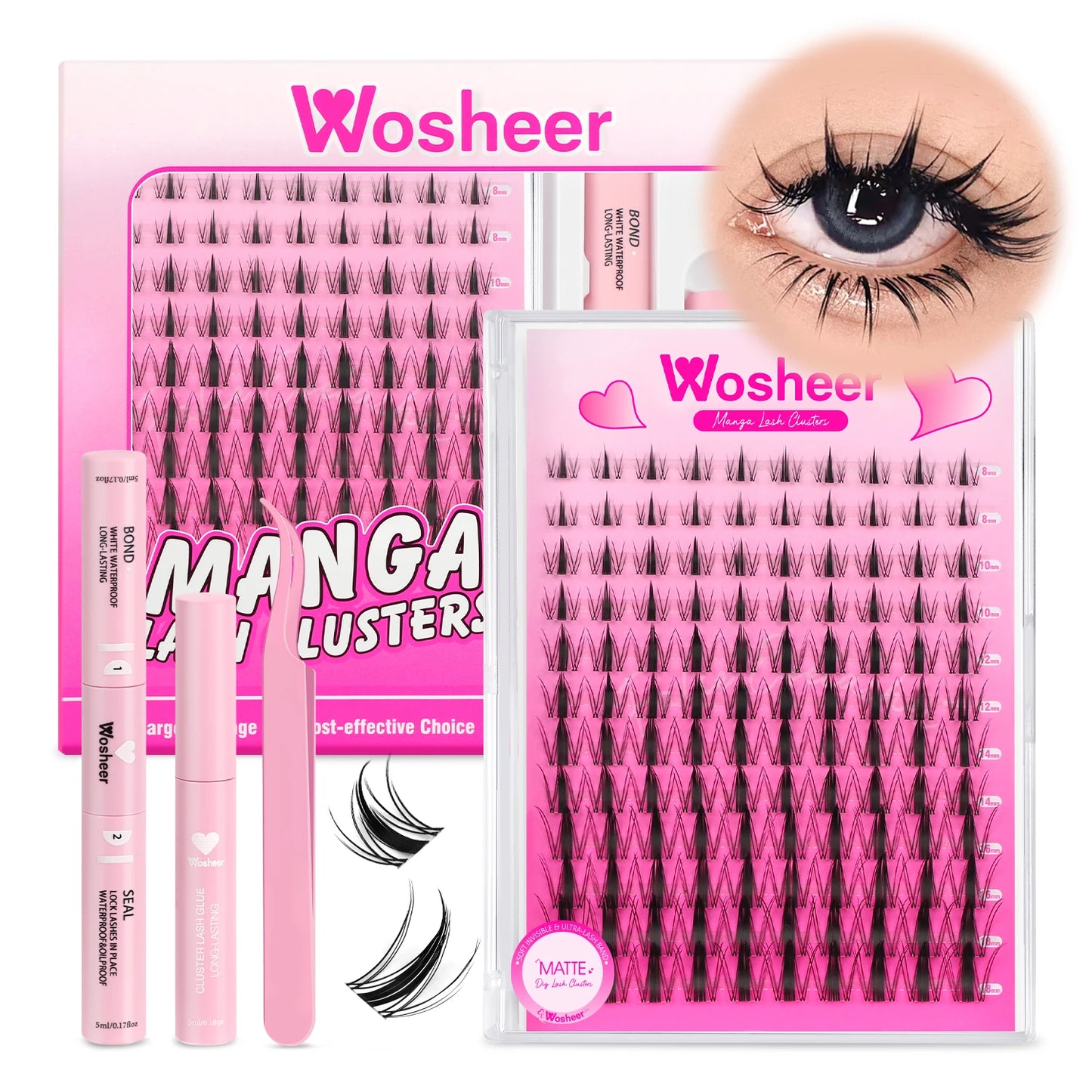 WOSHEER Fluffy Lash Clusters Kit 100D Thick Eyelash Clusters Wispy Individual Lashes 8-18mm Cluster Eyelash Extension - Check It
