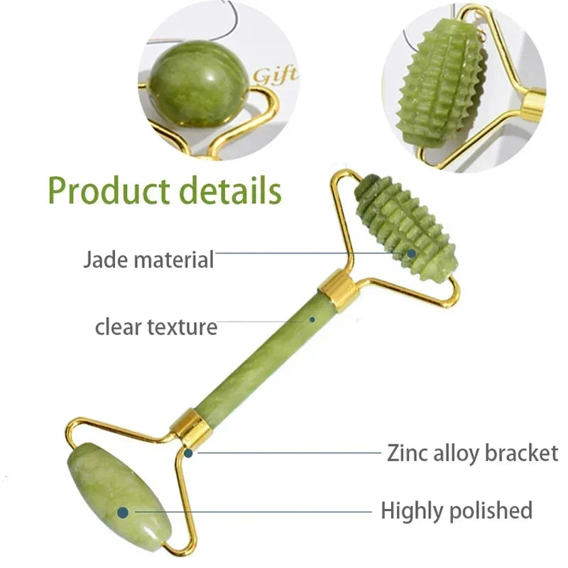 Natural Jade Roller Face Gua Sha, Natural Stone, Body Neck Massager, Acupoint, Eye Care Spa Massage Tools Massage Visage Lifting - Check It