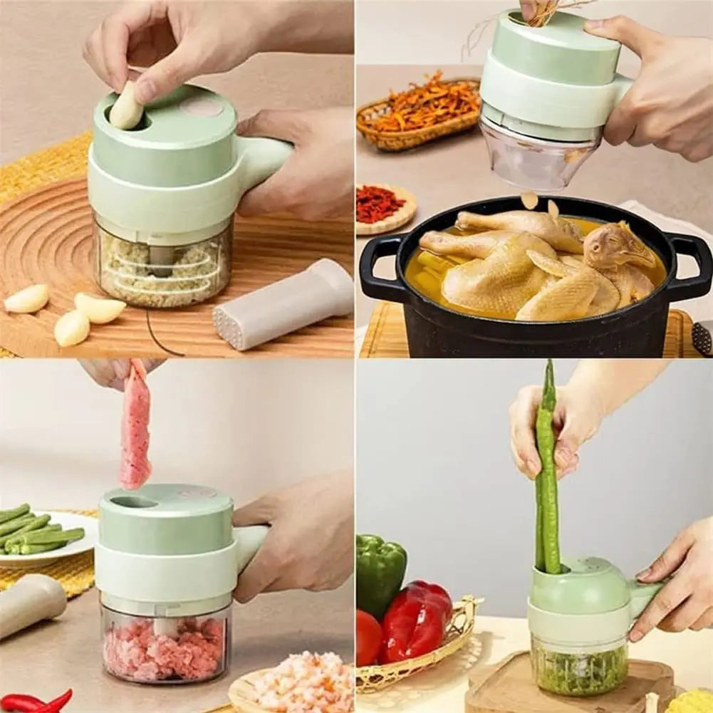4 In 1 Vegetable Cutter- Multi-functional Handheld Electric Wireless Chopper - Check It
