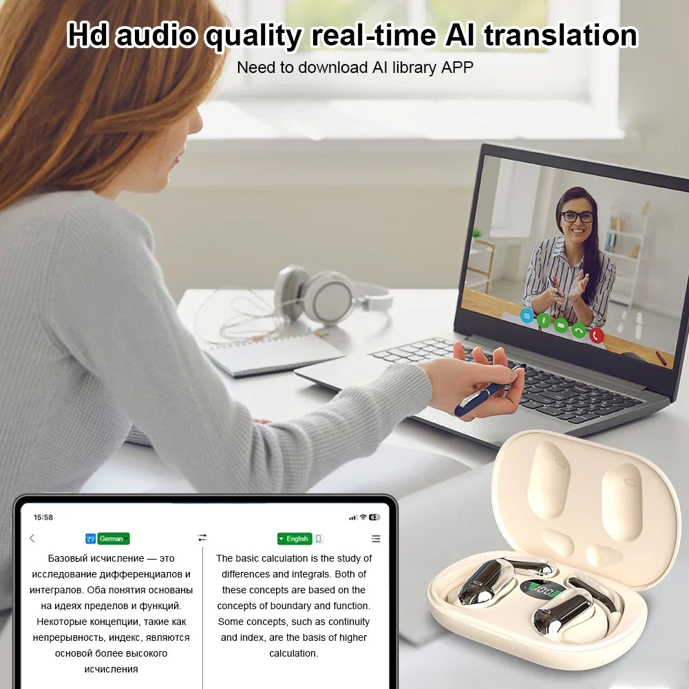 3-in-1 AI Translator Earbuds 144 Languages Noise Cancelling Bluetooth 5.3 Headset Instant Translator Smart Voice Real Time - Check It