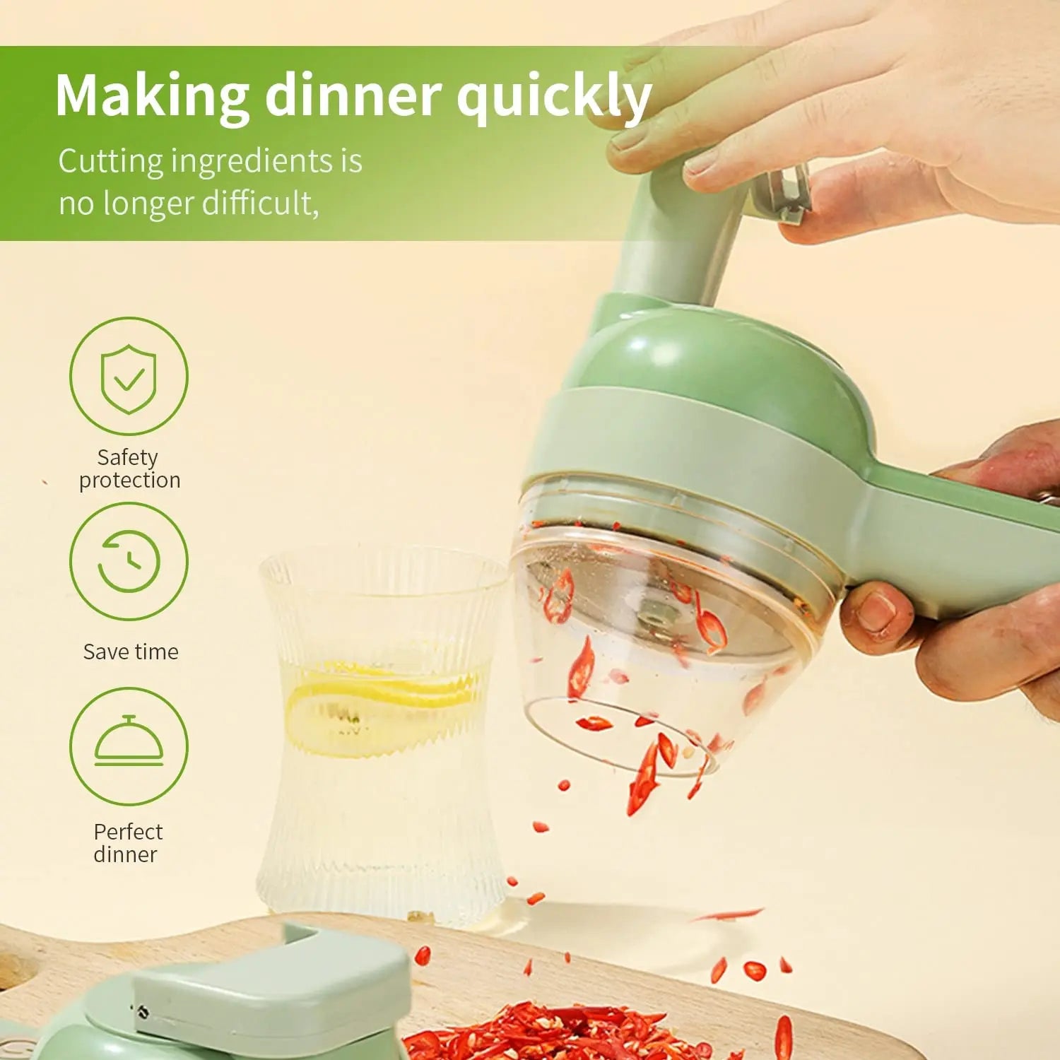 4 In 1 Vegetable Cutter- Multi-functional Handheld Electric Wireless Chopper - Check It