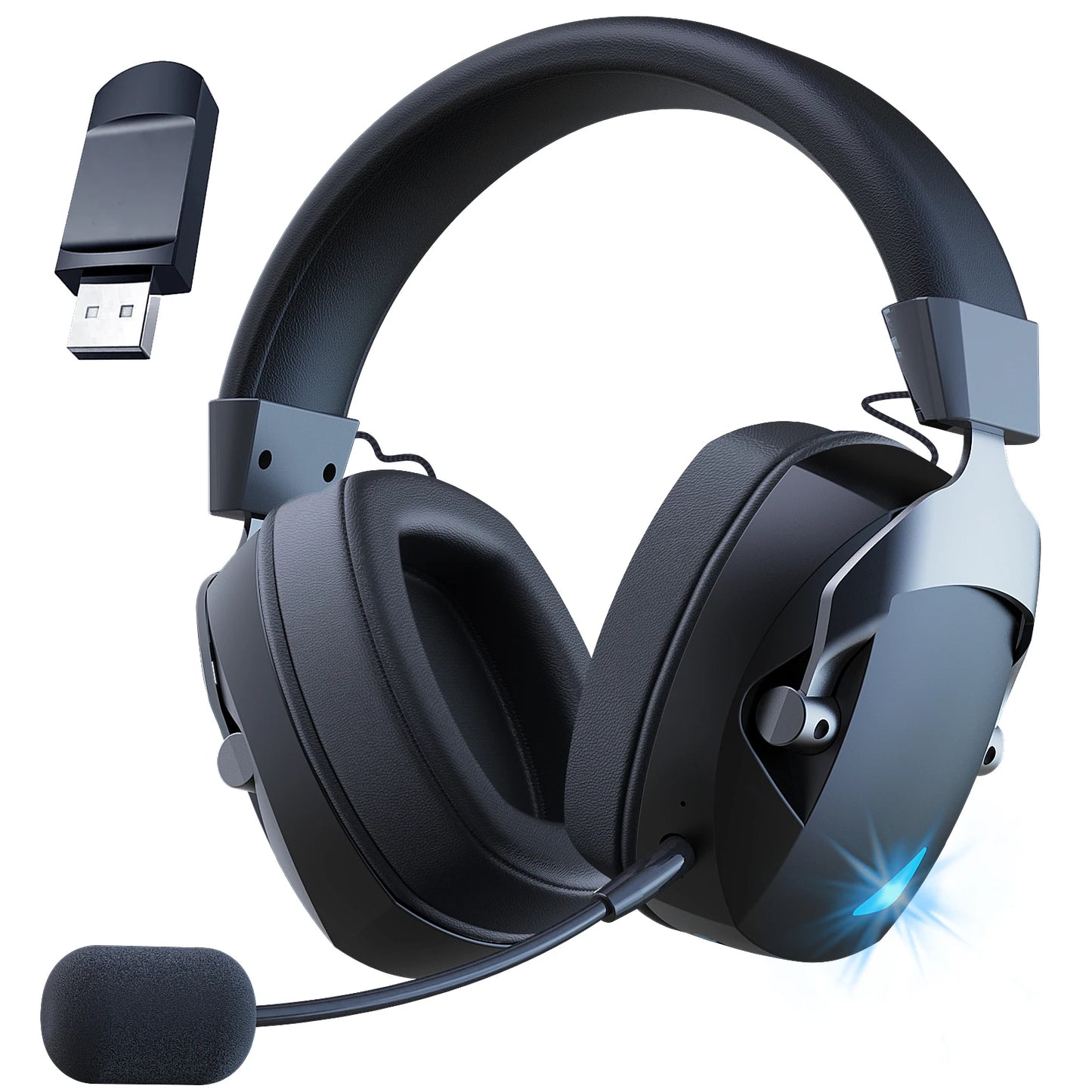 2.4GHz Wireless Gaming Headset for PS5, PS4 Gamers, PC, Nintendo Switch- Bluetooth Gaming Headphones with Noise Cancelling Mic - Check It
