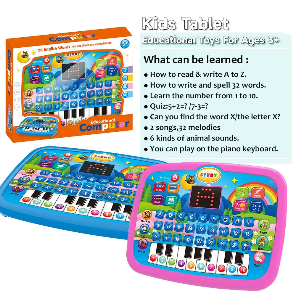 Kids’ Education Tablet Toy- Age 3+ Literacy Math Music Learning - Check It