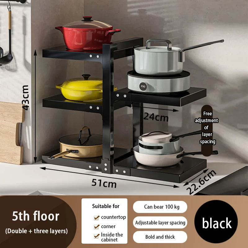 Multi-Layer Kitchen Pot Rack Adjustable Under Sink - Check It