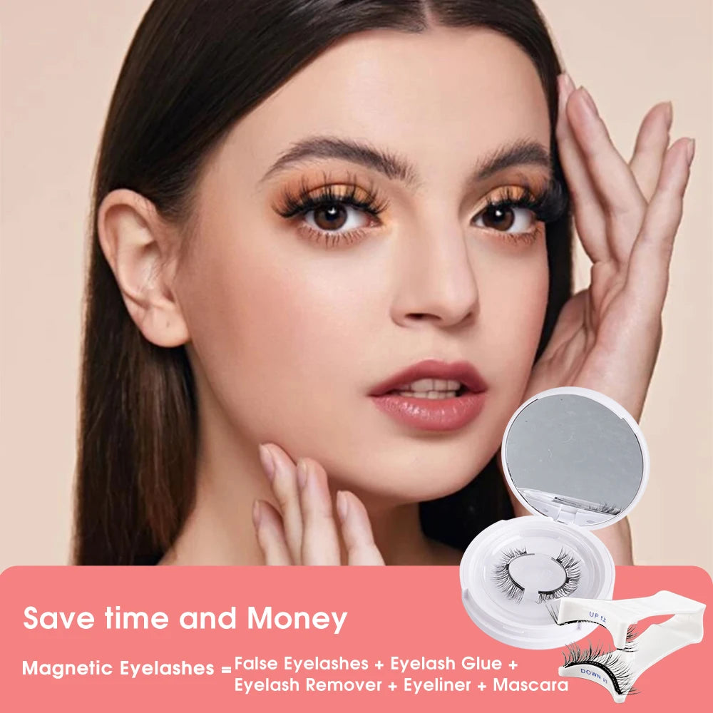 Reusable Magnetic Eyelashes Wispy with Applicator Natural No Glue or Eyeliner Look Like Lash Extension False Eyelashes Kit - Check It