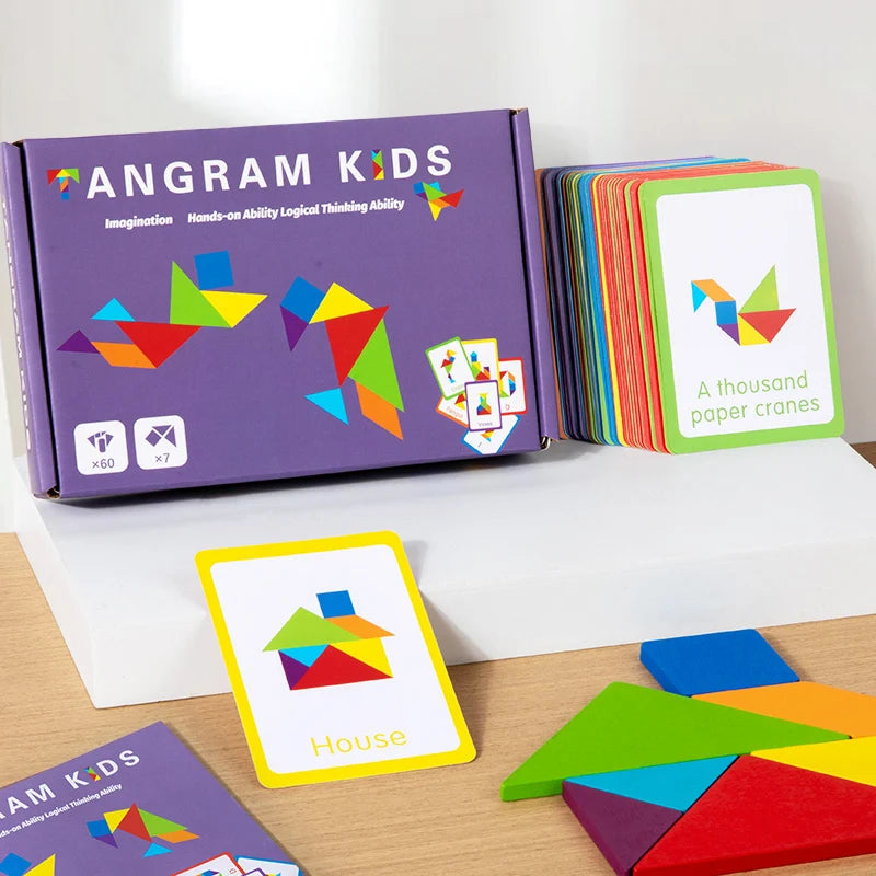 3D Wooden Tangram Jigsaw Puzzles Board Games For Kids - Check It