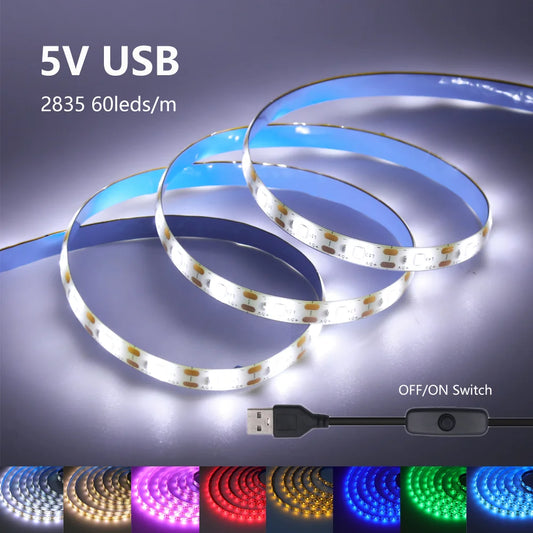 5V USB Led Strip Light SMD 2835 60Leds/m Flexible Ribbon Tape TV Background Lighting 1M 2M 3M 5M LED String Light Room Decor - Check It