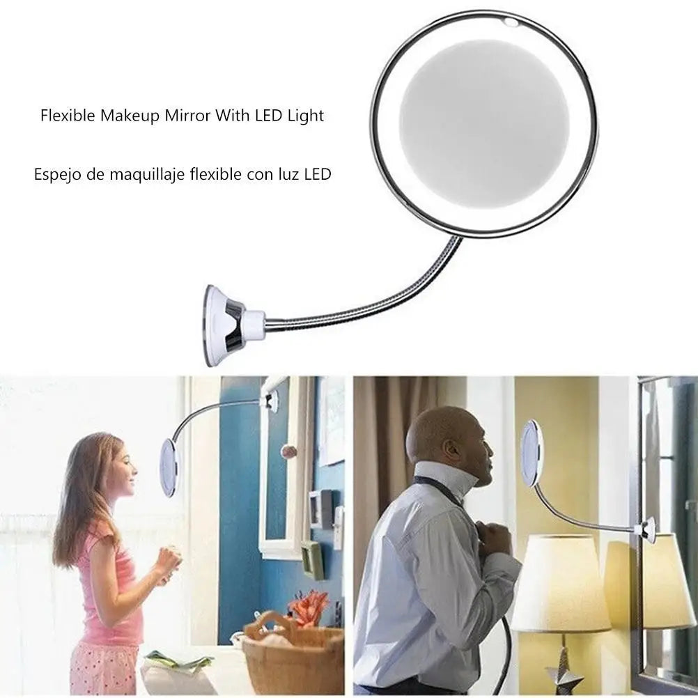 Flexible Gooseneck Makeup Mirror with LED Light - Check It