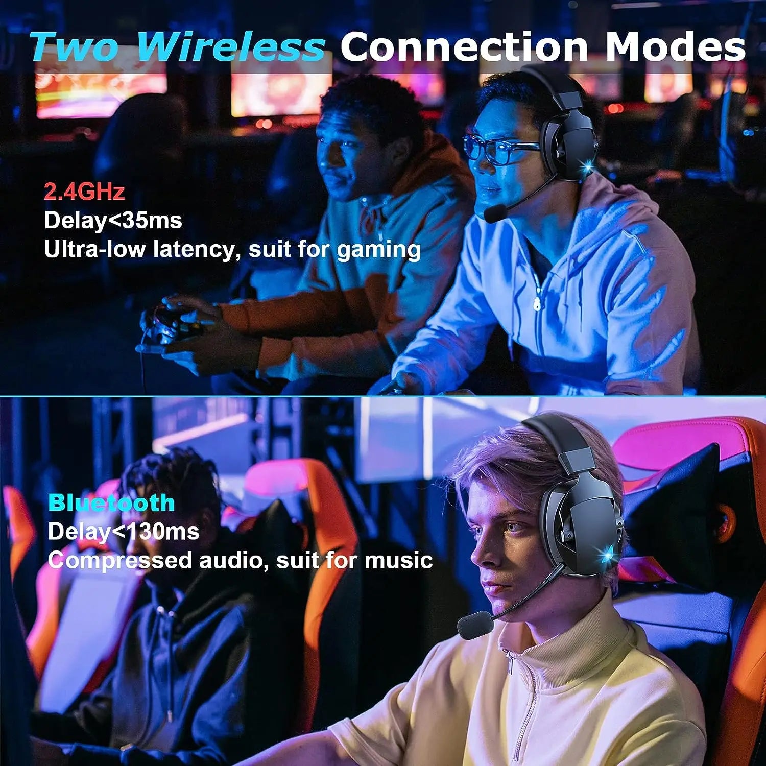 2.4GHz Wireless Gaming Headset for PS5, PS4 Gamers, PC, Nintendo Switch- Bluetooth Gaming Headphones with Noise Cancelling Mic - Check It
