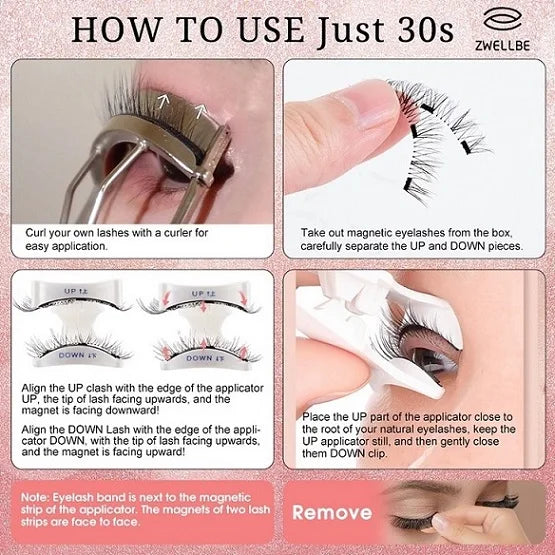 Reusable Magnetic Eyelashes Wispy with Applicator Natural No Glue or Eyeliner Look Like Lash Extension False Eyelashes Kit - Check It