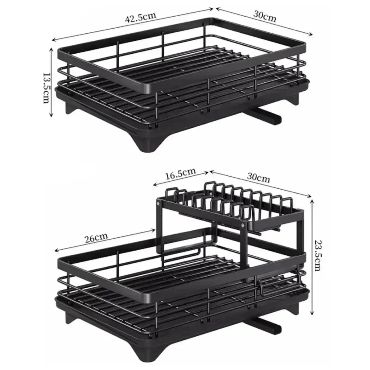 Adjustable Dish Drying Rack &amp; Drainboard Organiser for Kitchen Plates- Over Sink Counter-top- Cutlery Storage with Drain Rack - Check It