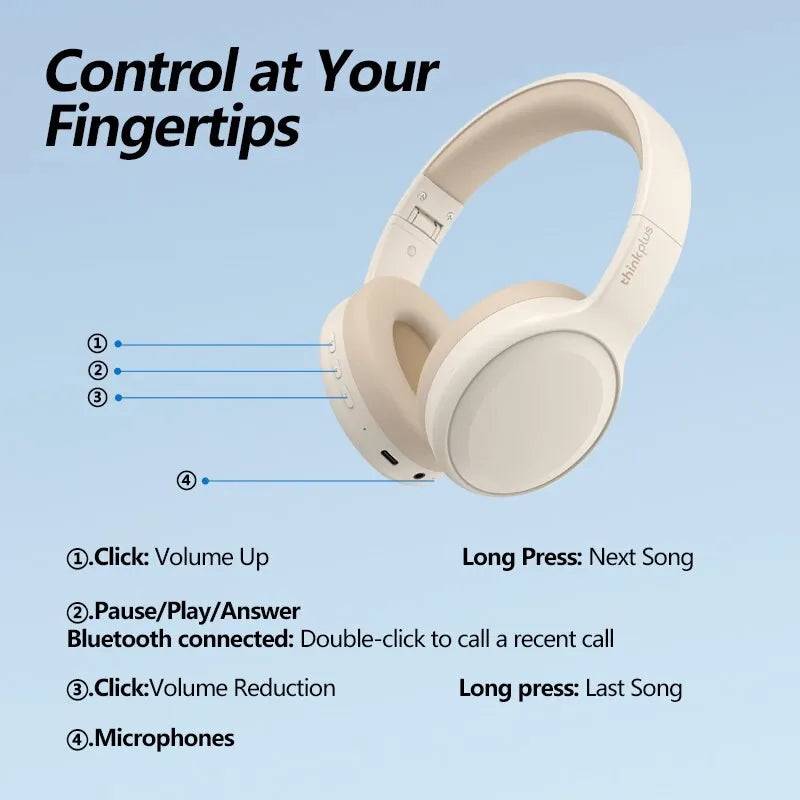 Choice Lenovo TH30 Wireless Headphones Bluetooth 5.3 Earphones Foldable Game Headset Sport Headphone with Mic Music Earbuds - Check It