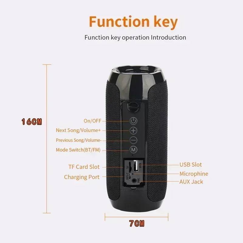 Portable Speaker Wireless  Bluetooth-compatible Sub-woofer Outdoor Waterproof Loudspeaker Stereo Surround Support FM RadioTF - Check It