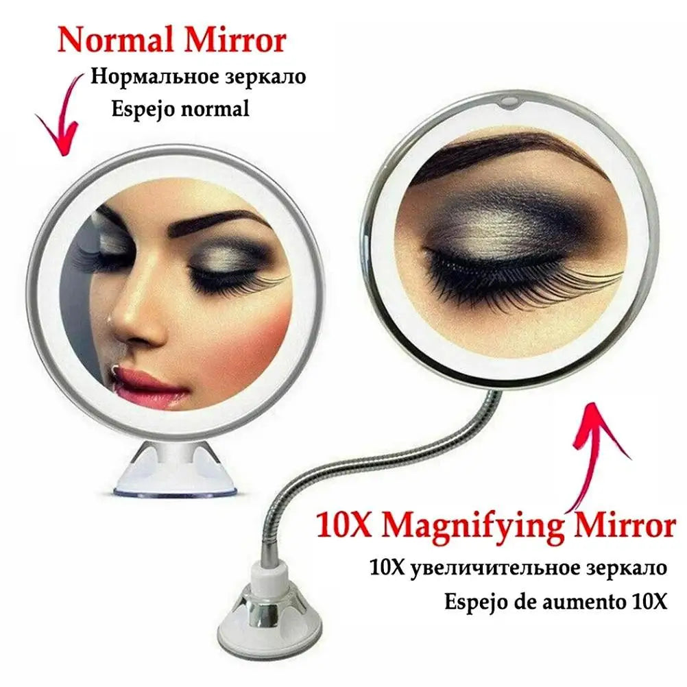 Flexible Gooseneck Makeup Mirror with LED Light - Check It