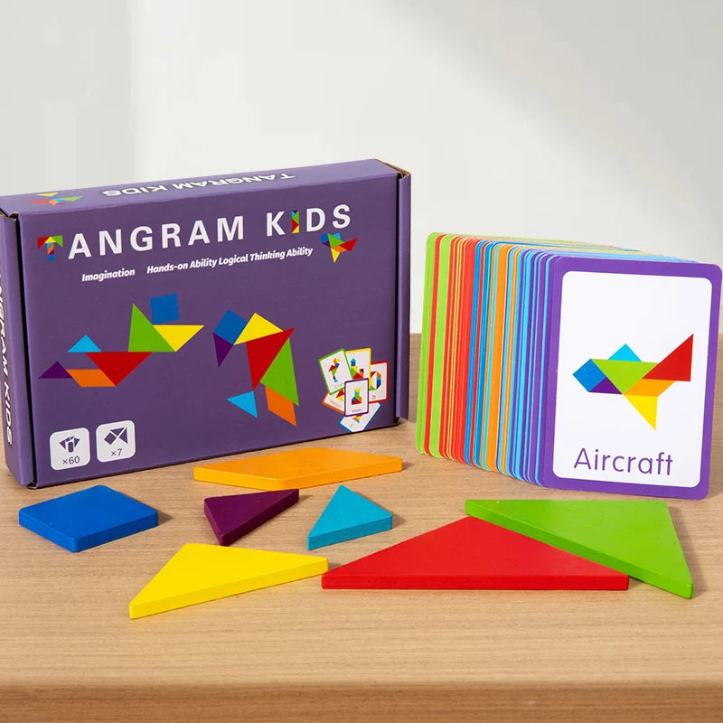 3D Wooden Tangram Jigsaw Puzzles Board Games For Kids - Check It