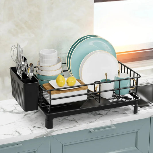 Space Saving Dish Drying Rack- Kitchen Counter-top Organiser- Automatic Drying Plate Storage Shelf for Home - Check It