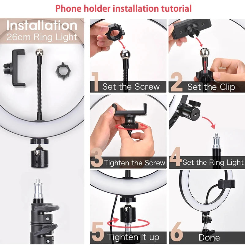 10 Inch LED Ring Light Photographic Selfie Ring Lighting with Phone Holder - Check It