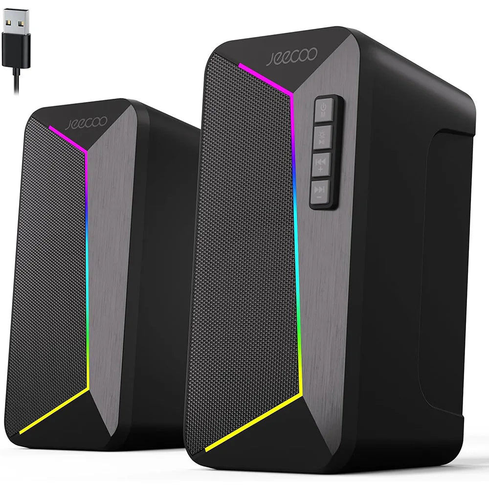 Jeecoo M30 Bluetooth Computer Speakers, PC Gaming Speakers for Desktop with Crisp Stereo Sound,Dynamic LED Modes,10W-USB-Powered - Check It