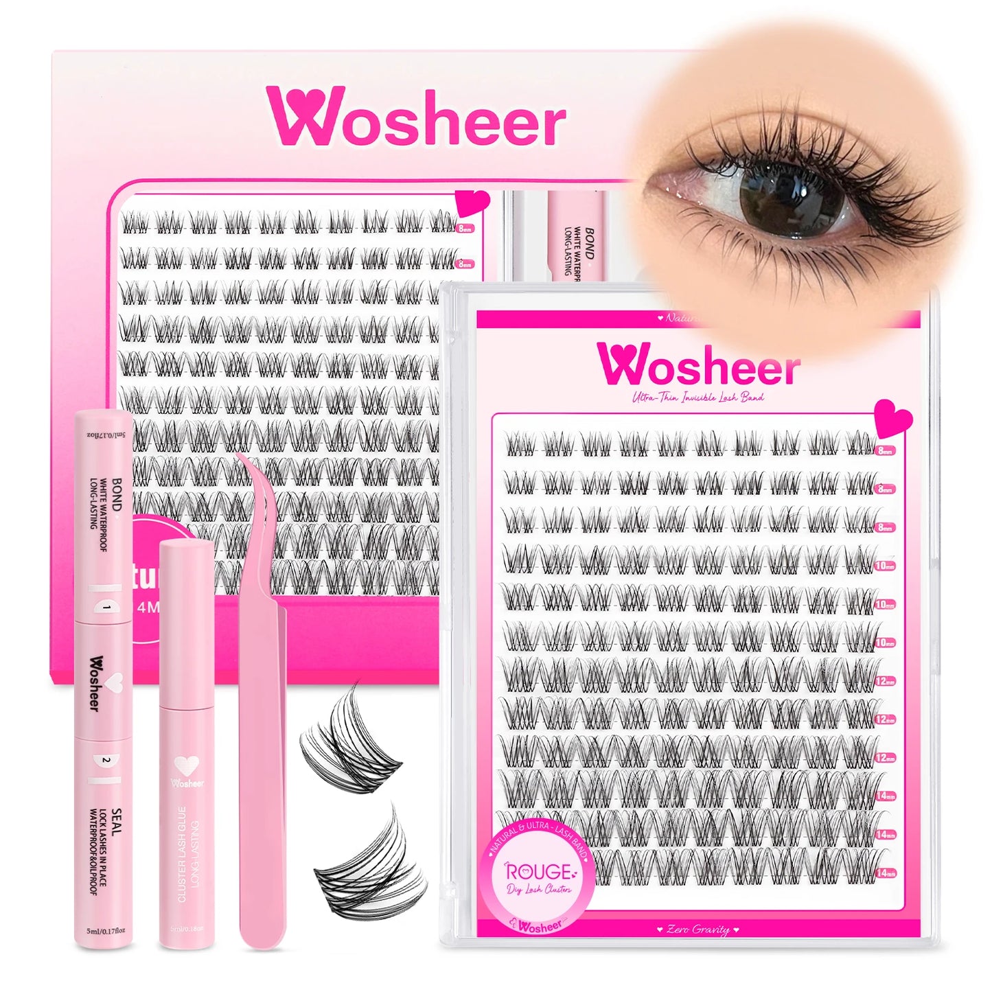 WOSHEER Fluffy Lash Clusters Kit 100D Thick Eyelash Clusters Wispy Individual Lashes 8-18mm Cluster Eyelash Extension - Check It