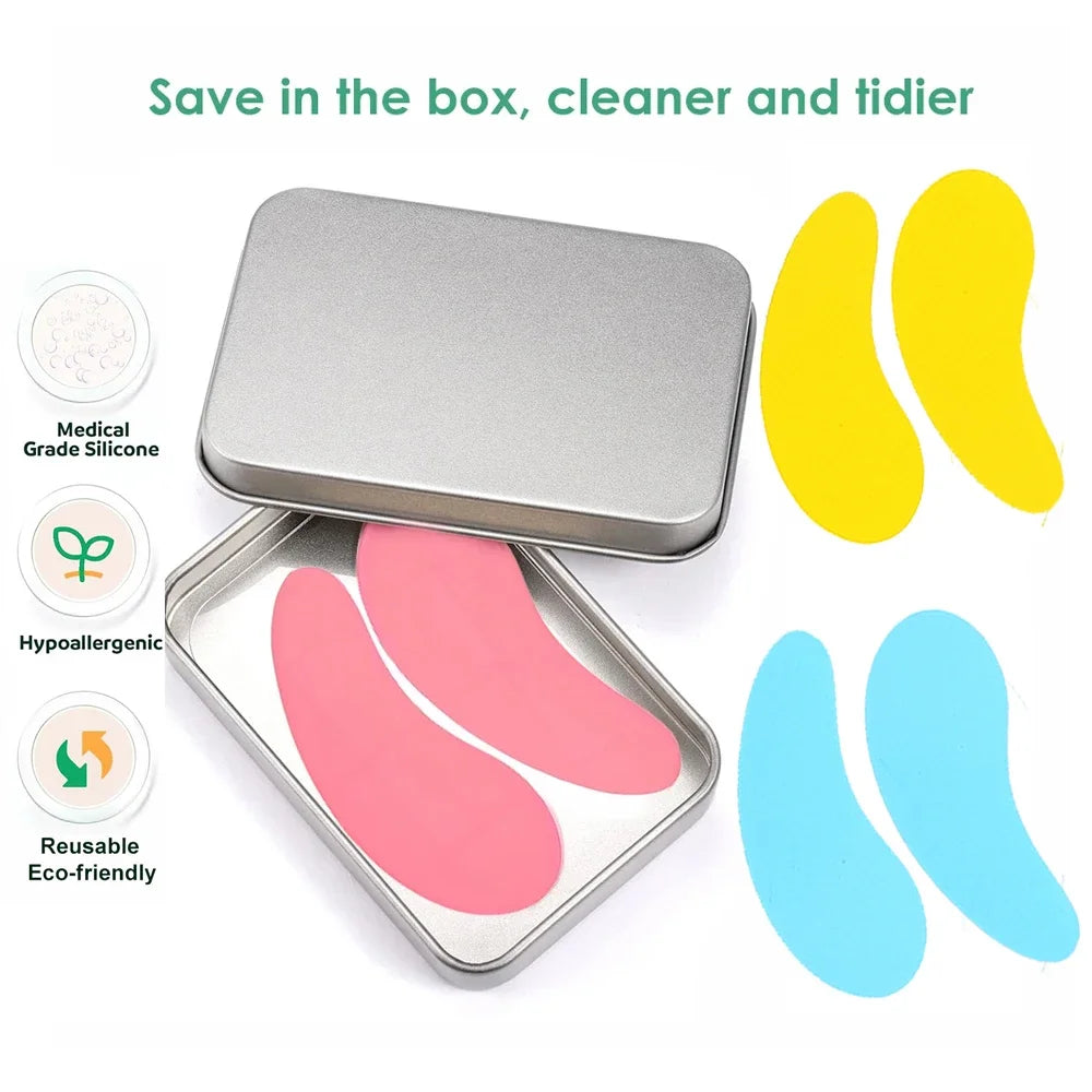 3 Pairs Reusable Silicone Eye Pads with box Stripe Lash Lift Eyelash Extension Hydrogel Patches Under Eye Gel Patch Makeup Tools - Check It